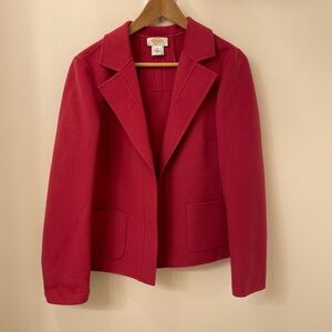 Talbots Wool Open Front Fuschia Blazer, 14